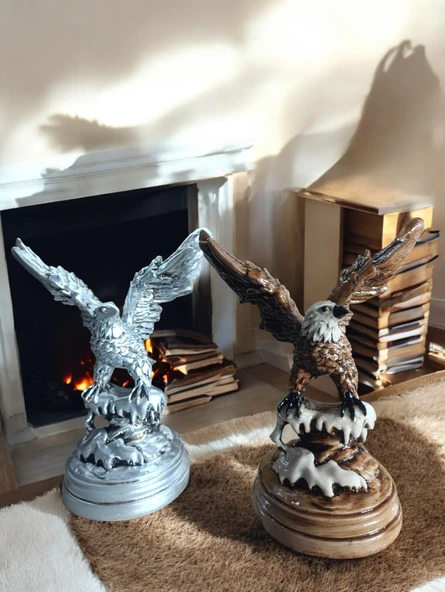 kırılmaz polyester,beyaz renk kartal biblo - Resim 3