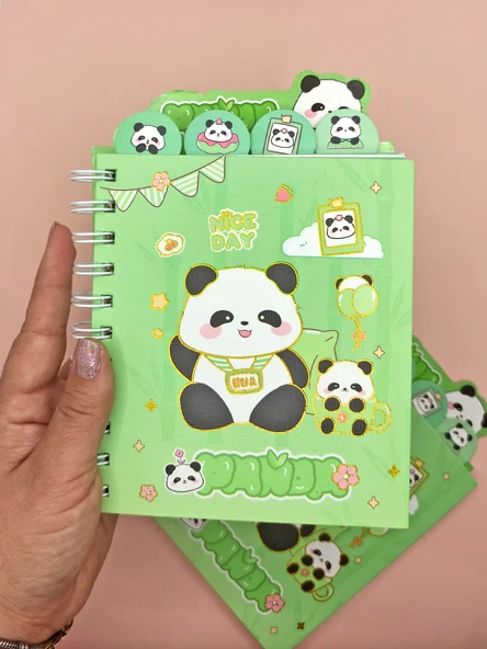 Sevimli Panda Ayraçlı A5 Not Defteri (14x18 cm) - Uykucu Panda - 2