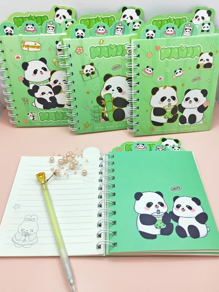 Sevimli Panda Ayraçlı A5 Not Defteri (14x18 cm) - Uykucu Panda - 3
