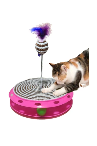 Tek Katlı Eğlenceli Kedi Oyuncağı Ve Tırmalama ( Kahverengi Ve Beyaz )