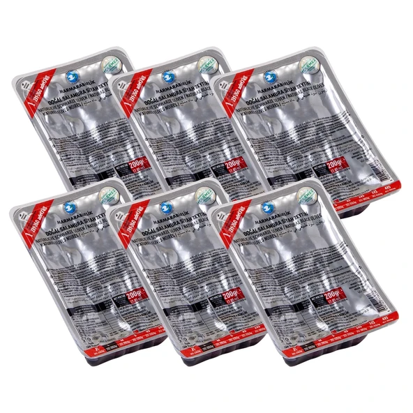 Marmarabirlik Zeytin Doğal Salamura L Boy 200 gr Vakum x 6 Adet