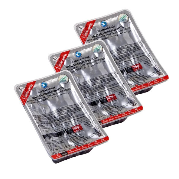 Marmarabirlik Zeytin Doğal Salamura L Boy 200 gr Vakum x 3 Adet
