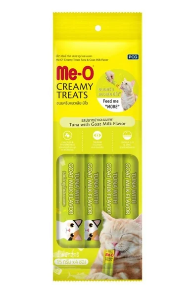 Me-O Creamy Ton Balıklı Ve Keçi Sütlü Kedi Ödül Maması 15 Gr x 4 Adet