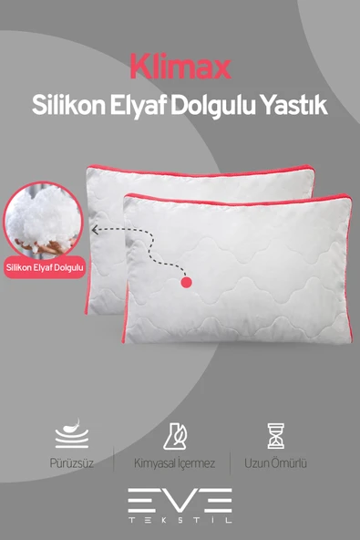 4 Adet Pembe Serisi Kılıflı Fermuarlı Klimali Antialerjik Silikon Nano Elyaf Yastık 50x70cm - 2