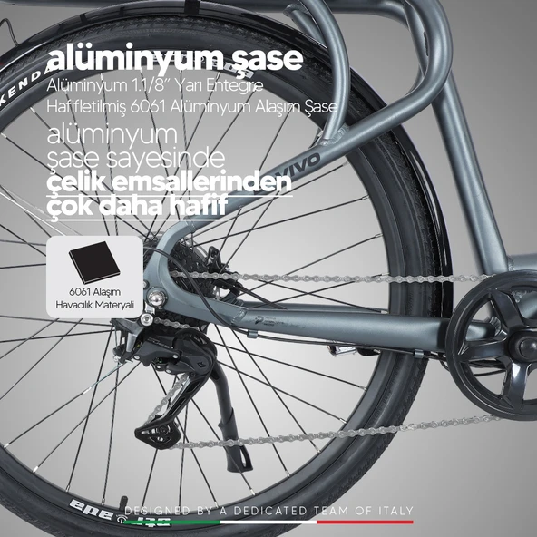 Stradacycles E-Vivo Hidrolik Disk Gizli Batarya 28 Jant Elektrikli Şehir Bisikleti - 11