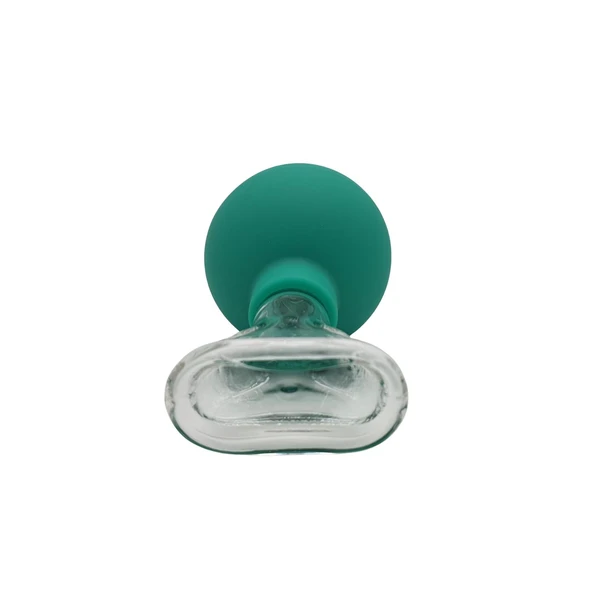 Silikon Vakumlu Cam Yüz Masaj Kupası 5’li Set Yeşil Renk - Resim 5