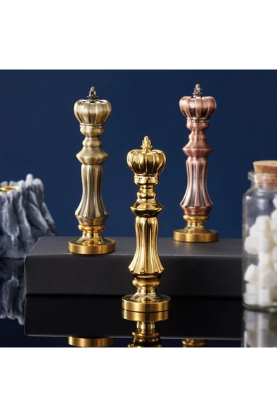Mum Mühür Damga Kolu Premium Metal Kraliyet Tacı Antik Bronz - Resim 7