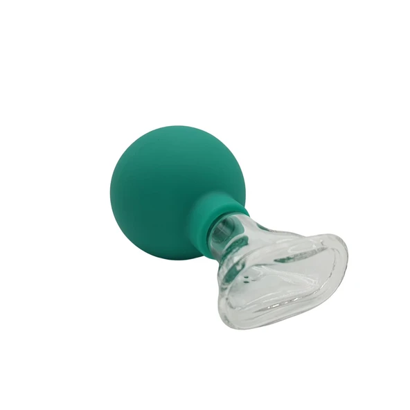 Silikon Vakumlu Cam Yüz Masaj Kupası 5’li Set Yeşil Renk - Resim 4