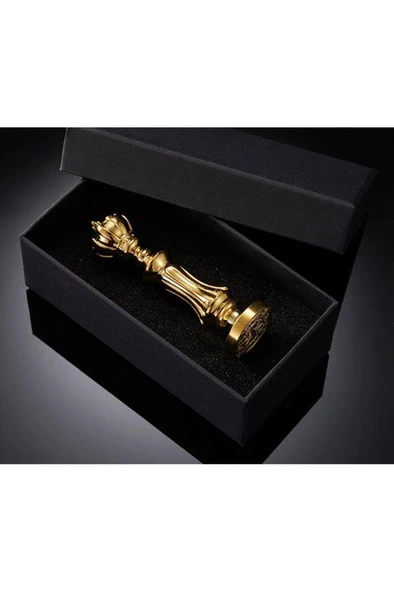 Mum Mühür Damga Kolu Premium Metal Kraliyet Tacı Parlak Altın - Resim 5