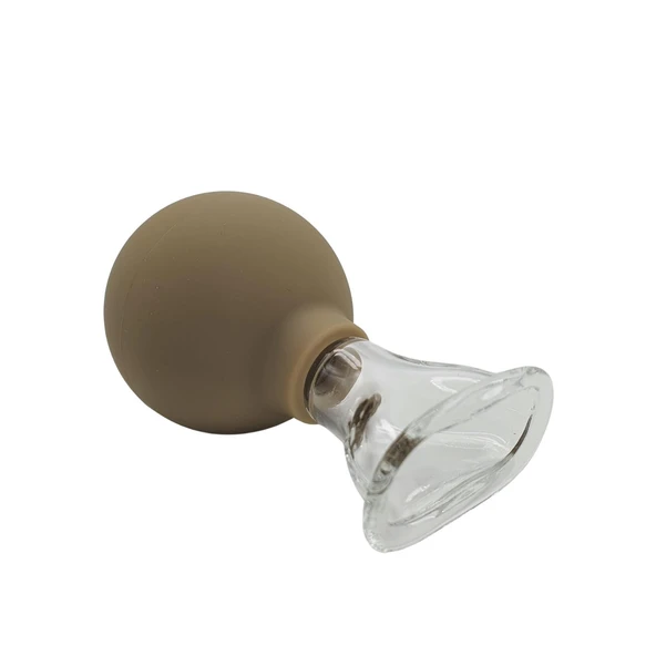 Silikon Vakumlu Cam Yüz Masaj Kupası 5’li Set Bej Renk - Resim 4