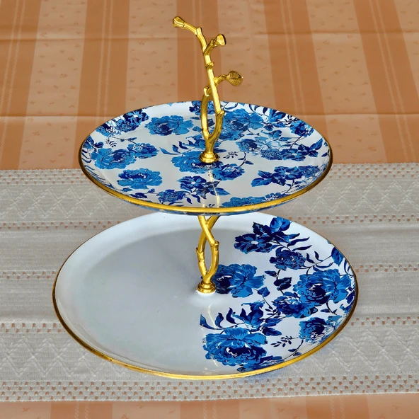 Glore Blue Rose Altın Yaldızlı Cam Kurabiyelik - 3