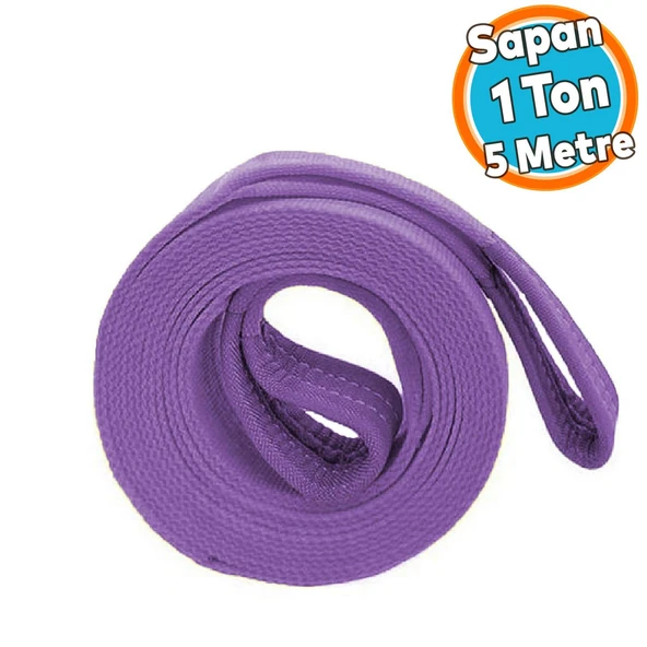 Yük Kaldırma Lila Spanzet Sapan Polyester Sağlam Renk 1 Ton 5 Metre Taşıma İndirme Araç Çekme Halat