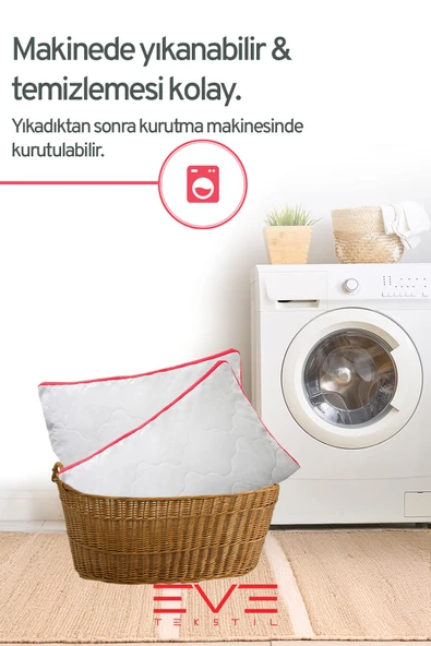 6 Adet Pembe Serisi Kılıflı Fermuarlı Klimali Antialerjik Silikon Nano Elyaf Yastık 50x70cm - 6