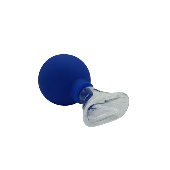 Silikon Vakumlu Cam Yüz Masaj Kupası 5’li Set Mavi Renk - Resim 4