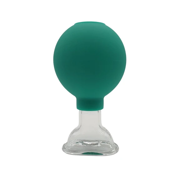 Silikon Vakumlu Cam Yüz Masaj Kupası 5’li Set Yeşil Renk - Resim 3