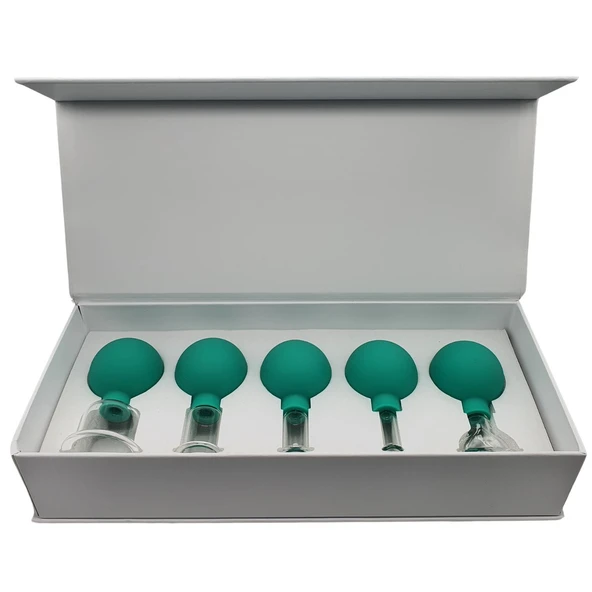 Silikon Vakumlu Cam Yüz Masaj Kupası 5’li Set Yeşil Renk ürün görseli