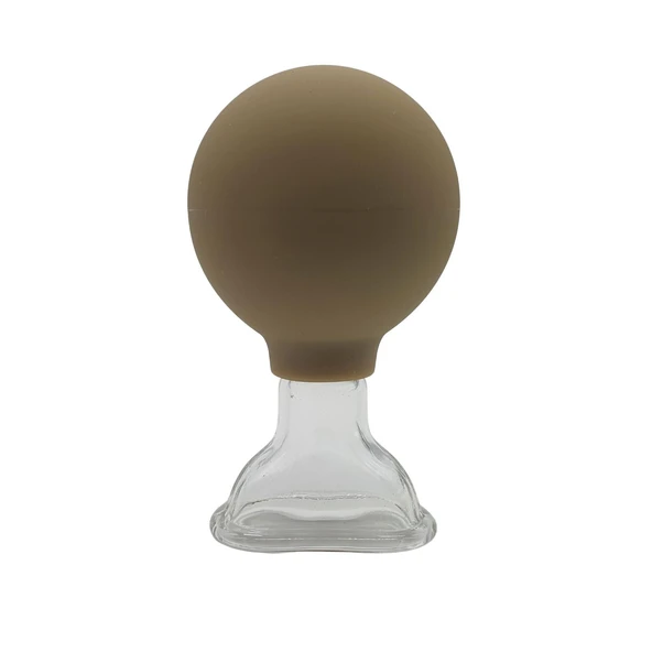 Silikon Vakumlu Cam Yüz Masaj Kupası 5’li Set Bej Renk - Resim 3