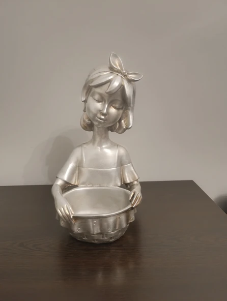 kırılmaz polyester,beyaz sepetli kız  biblosu - Resim 7