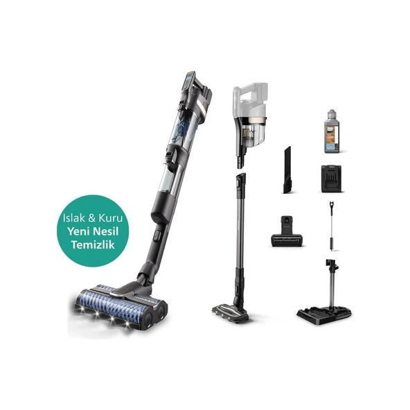 Philips AquaTrio 9000 Serisi Islak ve Kuru Temizlik Kablosuz Dikey Süpürge PD 820 XW9463/11