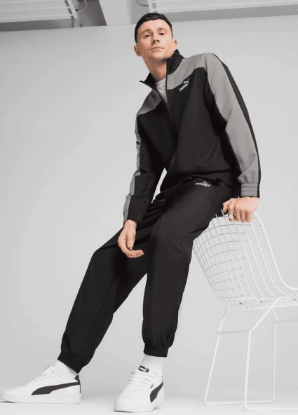 Puma Erkek Dokuma Renk Bloklu Eşofman Takımı Siyah 684856-01