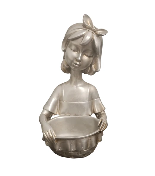 kırılmaz polyester,beyaz sepetli kız  biblosu - Resim 4