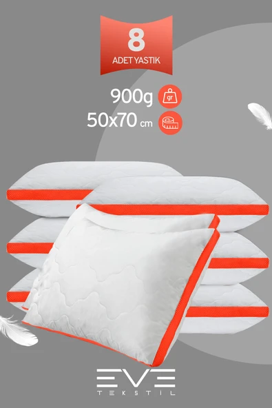 6 Adet Klimax Turuncu Serisi Kılıflı Fermuarlı Klimali Antialerjik Silikon Nano Elyaf Yastık 50x70cm ürün görseli