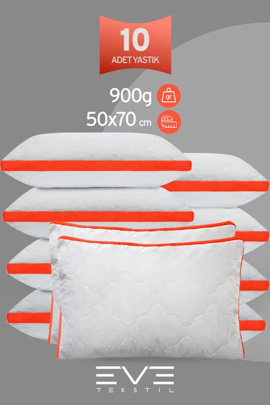 8 Adet Klimax Turuncu Serisi Kılıflı Fermuarlı Klimali Antialerjik Silikon Nano Elyaf Yastık 50x70cm