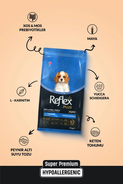 Reflex Plus Somonlu Mini ve Küçük Irk Yavru Köpek Maması 3 Kg - Resim 2