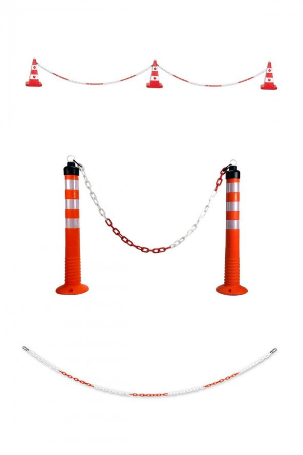 Mfk 8 Mm Plastik Zincir 1 Metre Kırmızı Beyaz Renk - Resim 5