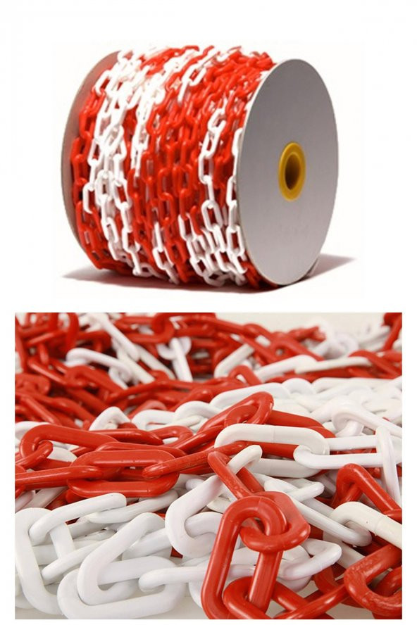 Mfk 8 Mm Plastik Zincir 1 Metre Kırmızı Beyaz Renk - Resim 6