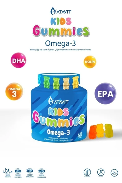 ATAVİT ATAVİT Omega 3, D3 K2 , Magnezyum Multivitamin Süper 3 lü Gummıes Kıds - 6