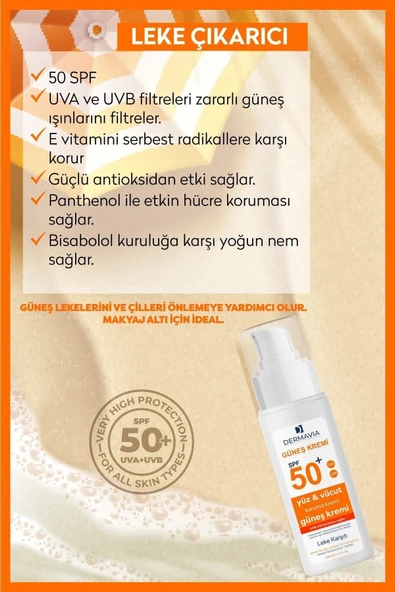 DERMAVİA DERMAVİA Spf 50 Yüz Ve Vücut Koruma Leke Karşıtı Güneş Kremi 100 ml - Suya Dayanıklı Karma Ciltler - 2
