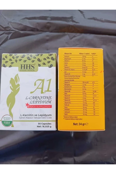 HHS DOĞAL BİTKİSEL ÜRÜNLER HHS DOĞAL BİTKİSEL ÜRÜNLER hhs a1 l carnitin kapsül + vitamin - 2