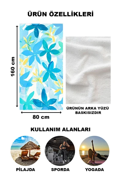 Modern Desenli Plaj Deniz Havlusu Peştemal 80x160 CM Aqua44 RENKLİ 80 X 160 - 2