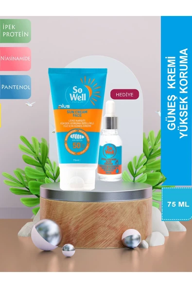 SOWELL SOWELL SO WELL LEKE KARŞITI YÜKSEK KORUMA YÜZ GÜNEŞ KREMİ+HYALURONIC ACID SERUM HEDİYELİ - 2