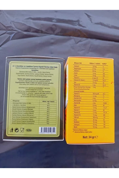 HHS DOĞAL BİTKİSEL ÜRÜNLER HHS DOĞAL BİTKİSEL ÜRÜNLER hhs a1 l carnitin kapsül + vitamin - 3