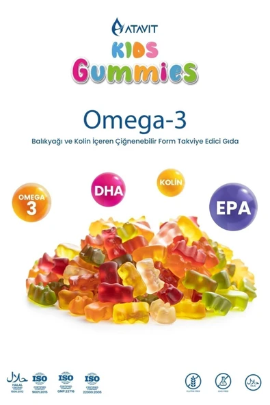ATAVİT ATAVİT Omega 3, D3 K2 , Magnezyum Multivitamin Süper 3 lü Gummıes Kıds - 4