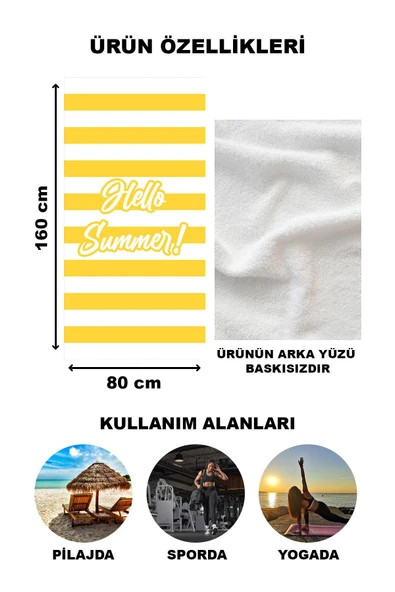 Hello Summer Şerit Desenli Plaj Deniz Havlusu Peştemal 80x160 CM SPC03 RENKLİ 80 X 160 - 2