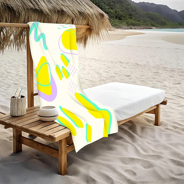 Modern Desenli Plaj Deniz Havlusu Peştemal 80x160 CM Aqua70 RENKLİ 80 X 160