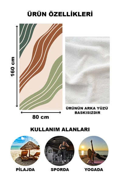 Modern Desenli Plaj Deniz Havlusu Peştemal 80x160 CM Aqua30 RENKLİ 80 X 160 - 2