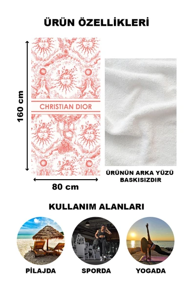Dekoratif Modern Desenli Plaj Deniz Havlusu Peştamal 80x160 CM LUX35 RENKLİ 80 X 160 - 2