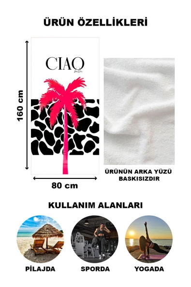Modern Desenli Plaj Deniz Havlusu Peştemal 80x160 CM OPT02 RENKLİ 80 X 160 - 2