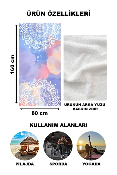 Dekoratif Modern Mandala Desenli Plaj Deniz Havlusu Peştamal 80x160 CM MD03 RENKLİ 80 X 160 - 2