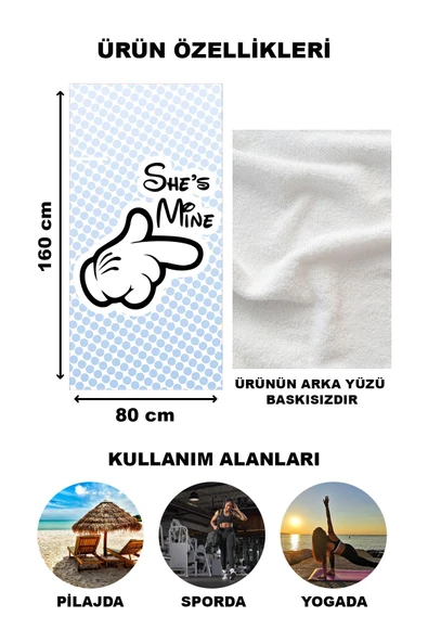 She is Mine Desenli Plaj Deniz Havlusu Peştemal 80x160 CM VTA06 RENKLİ 80 X 160 - 2