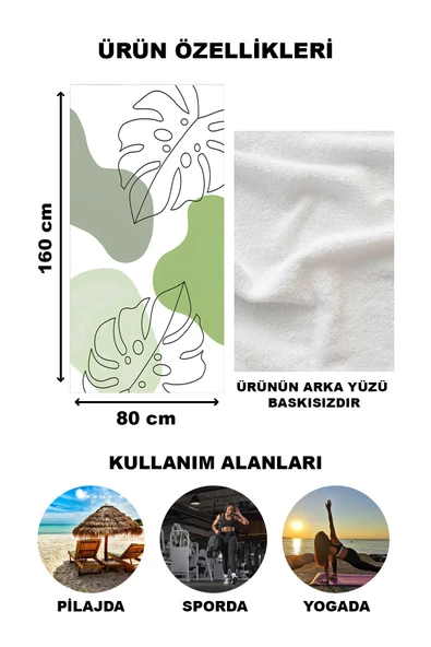 Modern Desenli Plaj Deniz Havlusu Peştemal 80x160 CM Aqua24 RENKLİ 80 X 160 - 2