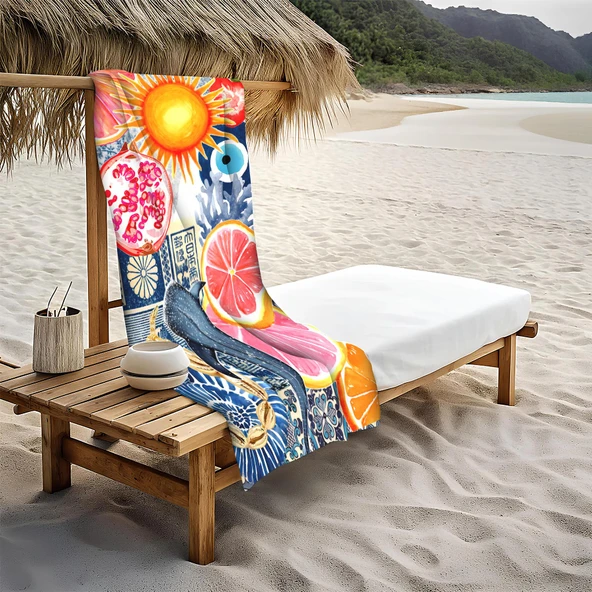 Dekoratif Modern Desenli Plaj Deniz Havlusu Peştamal 80x160 CM NRM20 RENKLİ 80 X 160