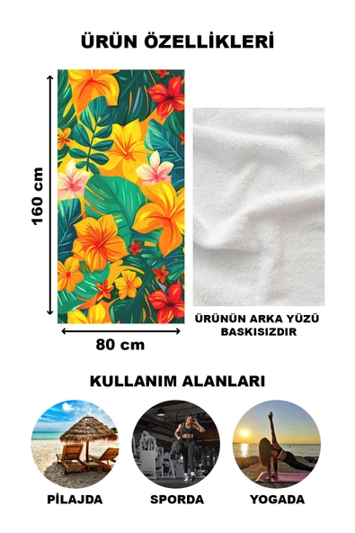 Dekoratif Modern Desenli Plaj Deniz Havlusu Peştamal 80x160 CM LION17 RENKLİ 80 X 160 - 2
