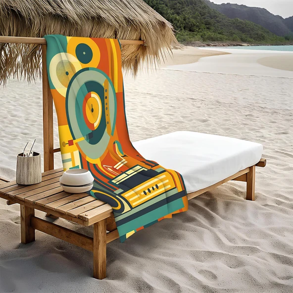 Dekoratif Modern Retro Desenli Plaj Deniz Havlusu Peştamal 80x160 CM RTR01 RENKLİ 80 X 160