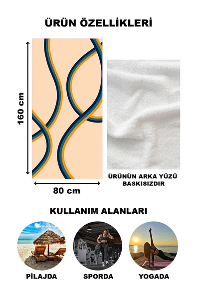 Modern Desenli Plaj Deniz Havlusu Peştemal 80x160 CM Aqua71 RENKLİ 80 X 160 - 2