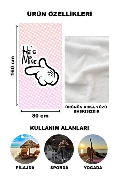 He is Mine Desenli Plaj Deniz Havlusu Peştemal 80x160 CM VTA05 RENKLİ 80 X 160 - 2